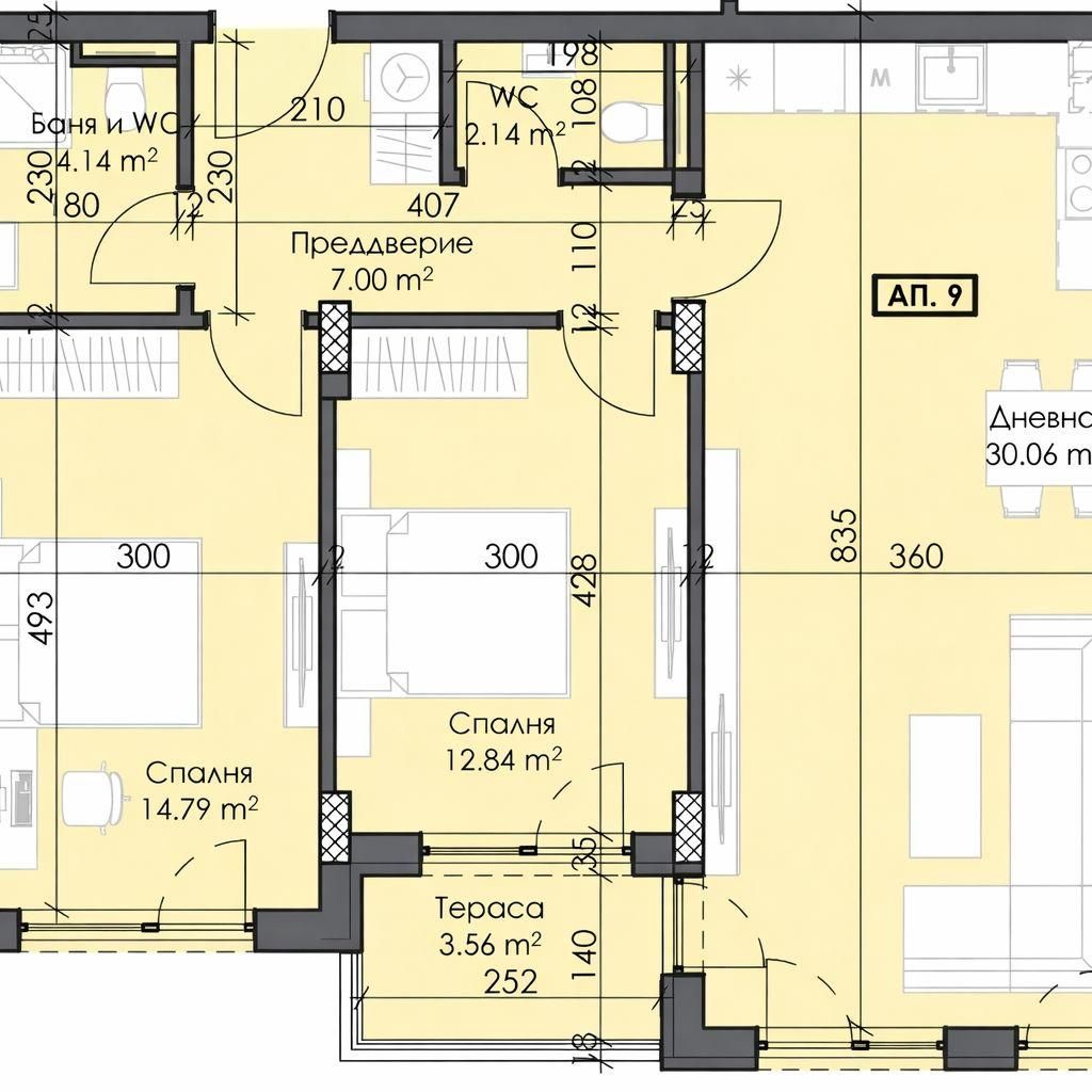 Тристаен апартамент в Пловдив, Тракия - 104 кв.м за 1279 €/кв.м - Снимка #1