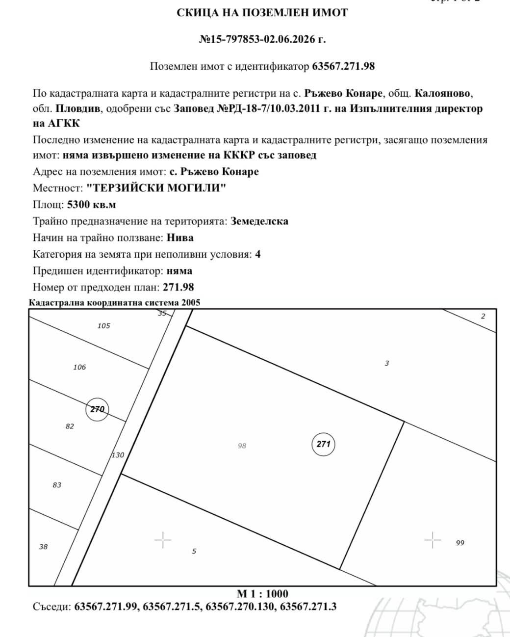 Земеделски имот в Пловдив, Въстанически за 1 €/дка - Снимка #1
