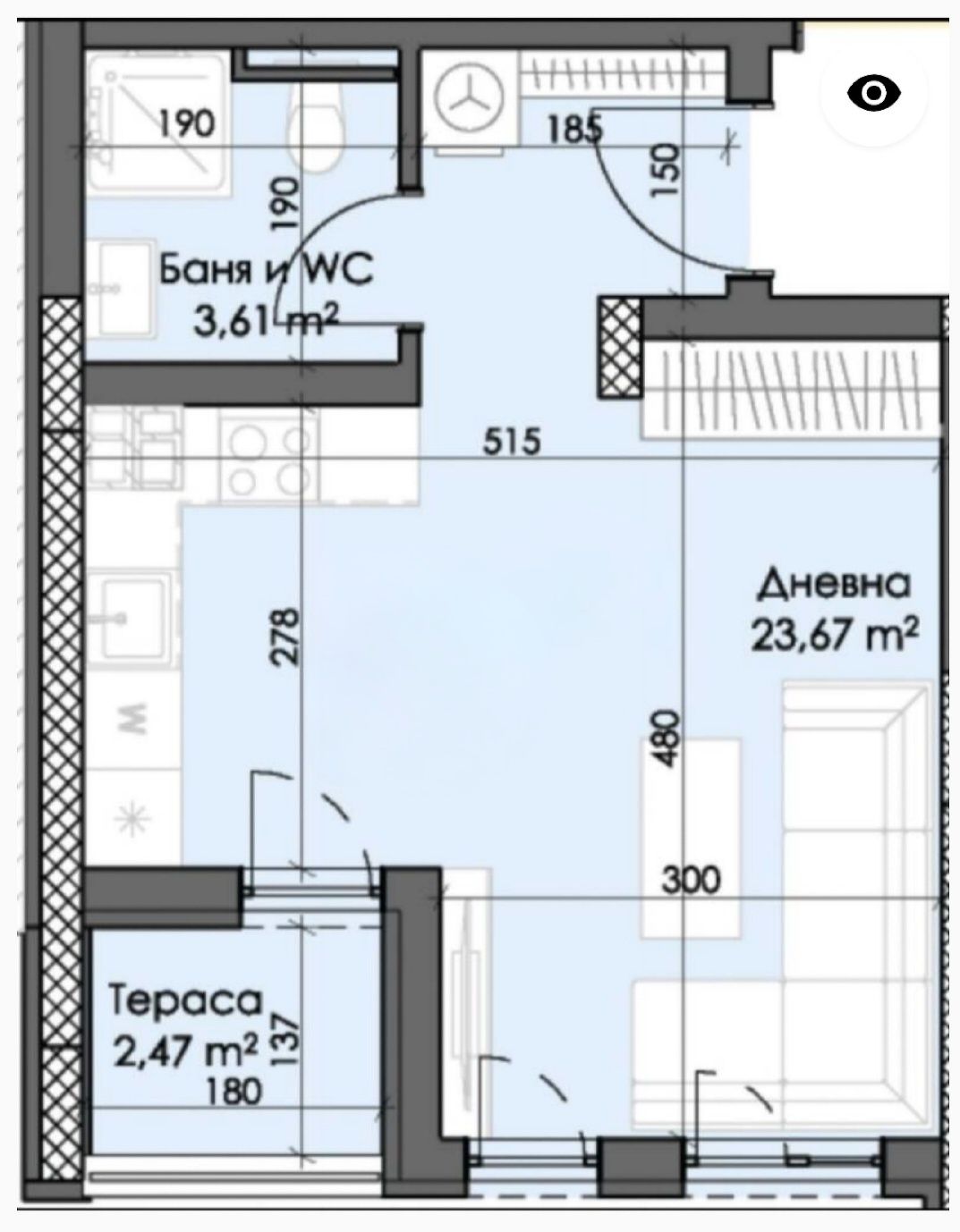 Дава се под наем Едностаен апартамент в Пловдив, Тракия - 44 кв.м за 58000 € - Снимка #1
