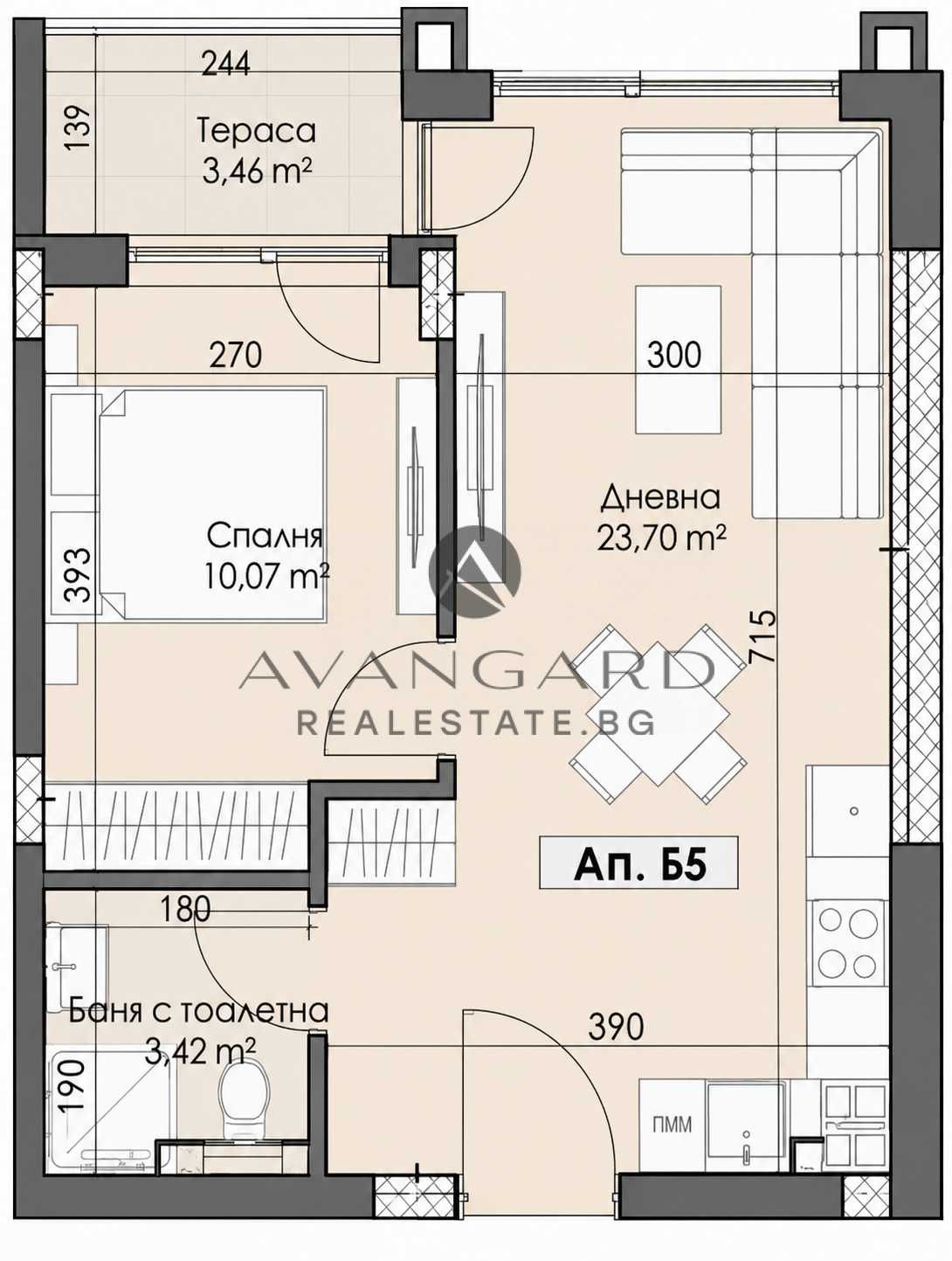 Двустаен апартамент в Пловдив, Кършияка - 55 кв.м за 1228 €/кв.м - Снимка #1