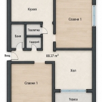 Тристаен апартамент в Тервел - 88 кв.м за 682 €/кв.м - Снимка #1