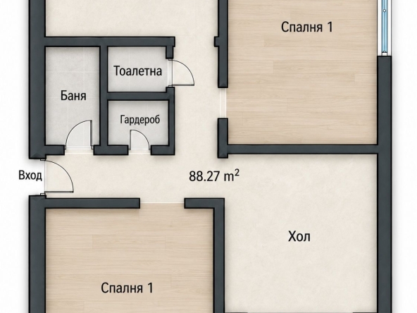 Тристаен апартамент в Тервел - 88 кв.м за 682 €/кв.м - Снимка #1