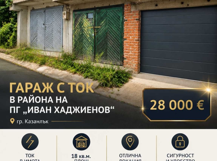 Гараж / Паркомясто в Казанлък - 18 кв.м за 1556 €/кв.м - Снимка #1