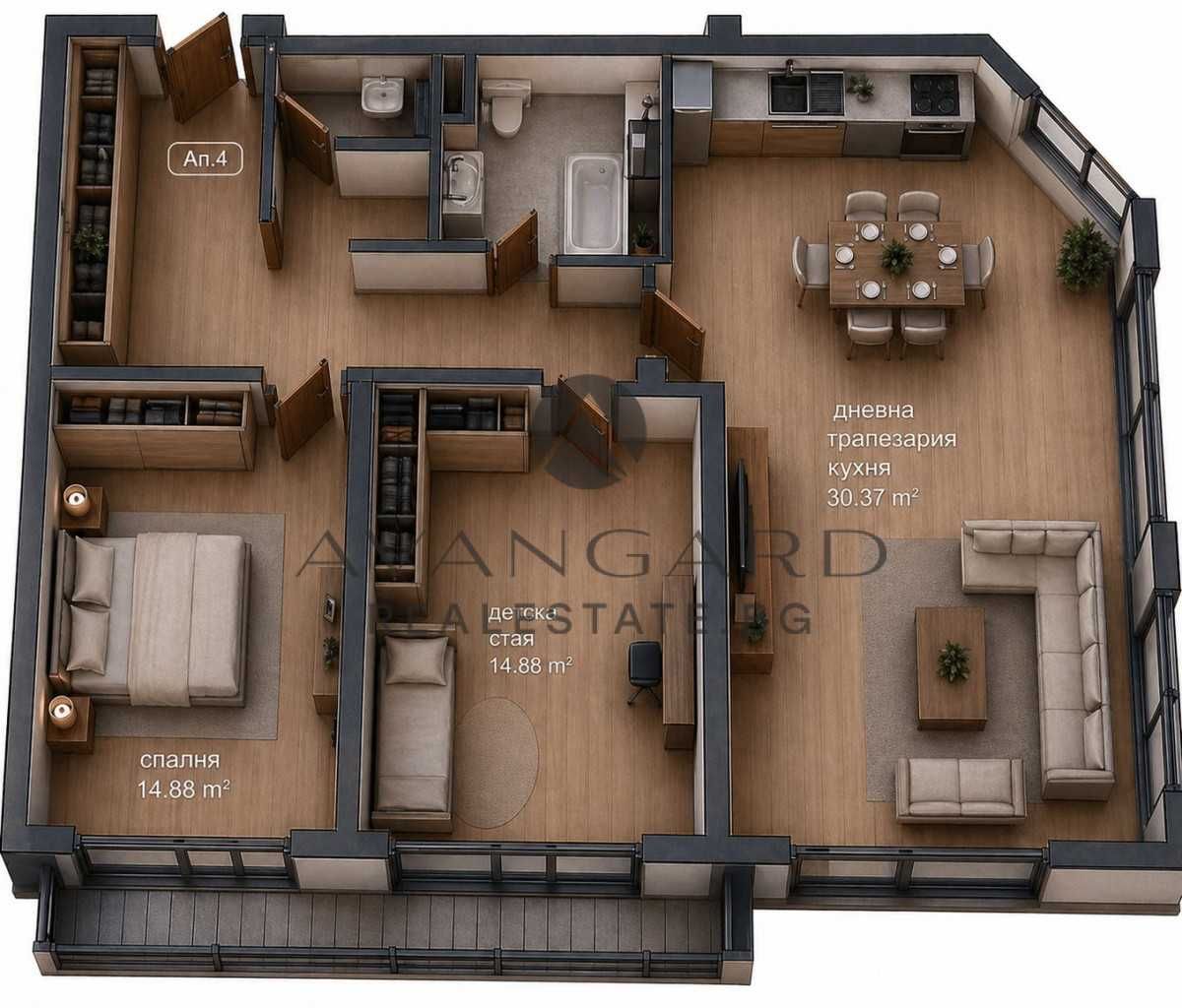 Тристаен апартамент в Пловдив, Кючук Париж - 118 кв.м за 1786 €/кв.м - Снимка #1