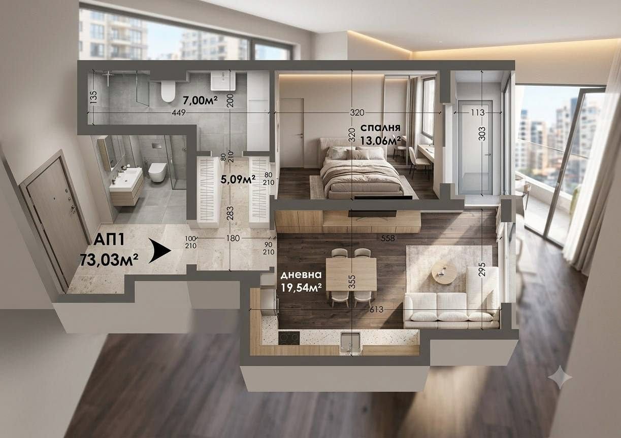 Двустаен апартамент в Варна, Левски - 73 кв.м за 1480 €/кв.м - Снимка #1