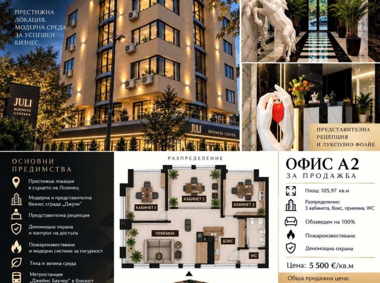 Дава се под наем Офис в София, Лозенец - 105 кв.м за 582835 € - Снимка #1