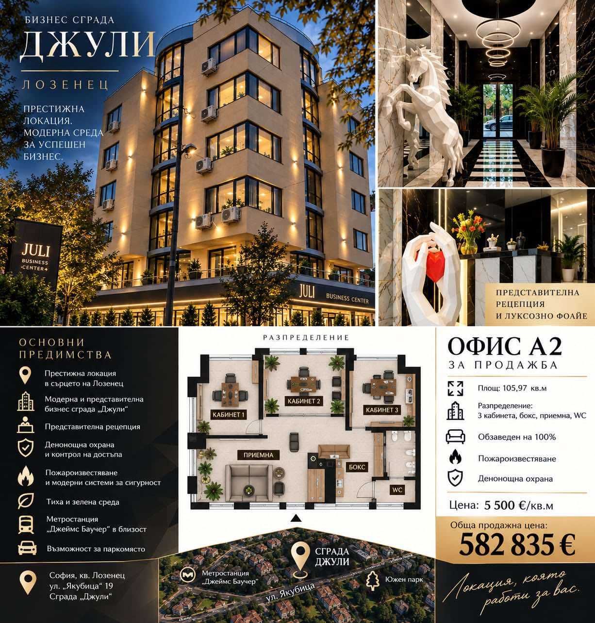 Дава се под наем Офис в София, Лозенец - 105 кв.м за 582835 € - Снимка #1