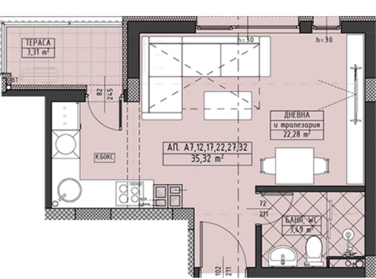 Едностаен апартамент в Пловдив, Христо Смирненски - 42 кв.м за 2096 €/кв.м - Снимка #1