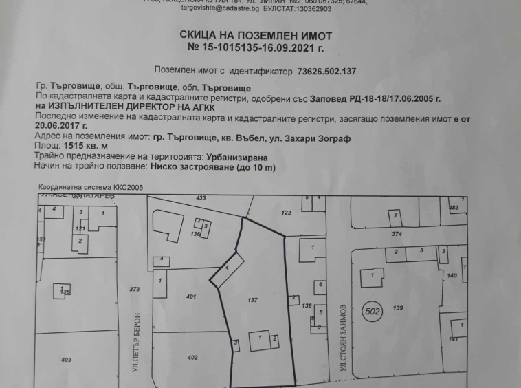 Парцел в Търговище, Център - 1515 кв.м за 74 €/кв.м - Снимка #1
