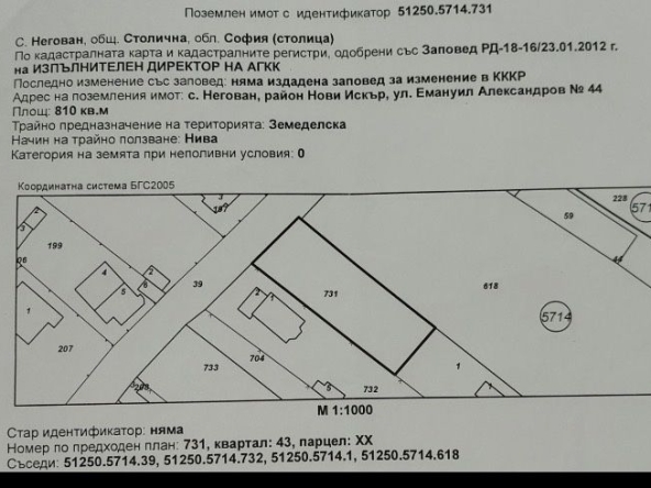 Земеделски имот в с. Негован, Област София-град за 95000 €/дка - Снимка #1