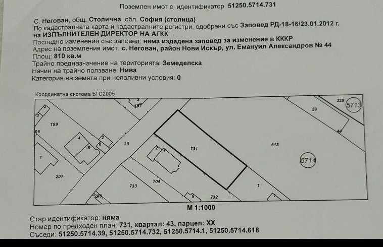 Земеделски имот в с. Негован, Област София-град за 95000 €/дка - Снимка #1