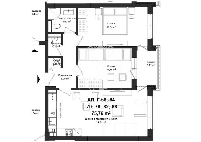 Тристаен апартамент в Пловдив, Гагарин - 86 кв.м за 995 €/кв.м - Снимка #1
