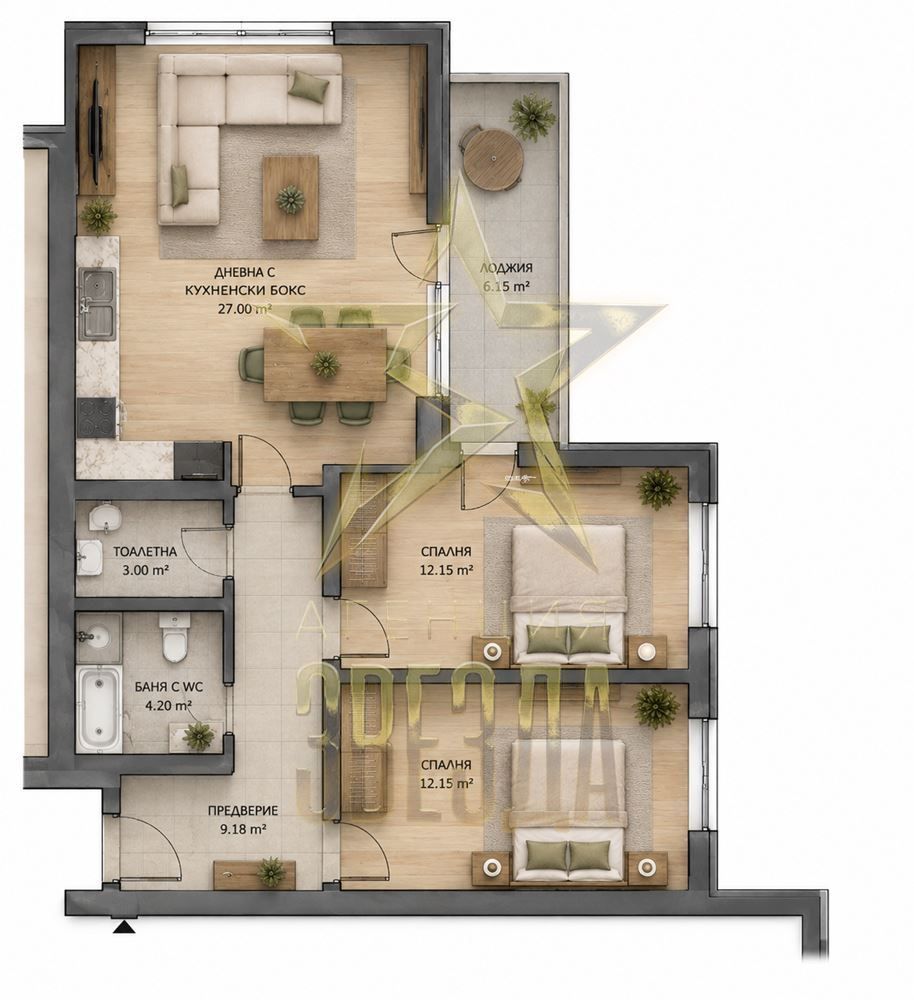 Тристаен апартамент в Пловдив, Южен - 102 кв.м за 950 €/кв.м - Снимка #1